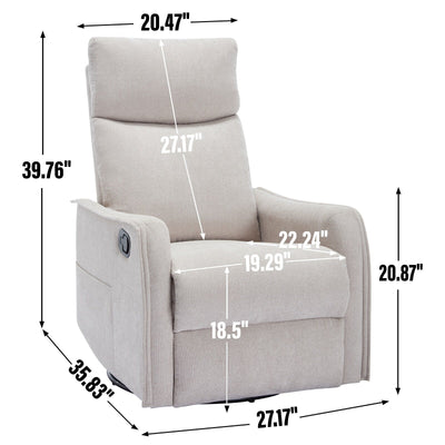 8 Point Massage Manual Recliner Chair Fabric Swivel Rocking Chair Single Sofa Armchair with Rocker and Lumbar Heating