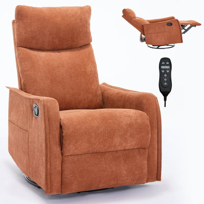 8 Point Massage Manual Recliner Chair Fabric Swivel Rocking Chair Single Sofa Armchair with Rocker and Lumbar Heating
