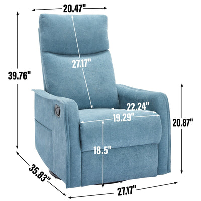 8 Point Massage Manual Recliner Chair Fabric Swivel Rocking Chair Single Sofa Armchair with Rocker and Lumbar Heating