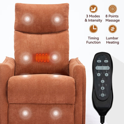 8 Point Massage Manual Recliner Chair Fabric Swivel Rocking Chair Single Sofa Armchair with Rocker and Lumbar Heating