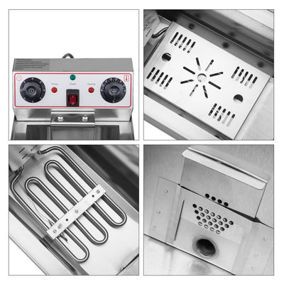 8.5QT Stainless Steel Faucet Single Tank Deep Fryer 1700W Max with Large Handle