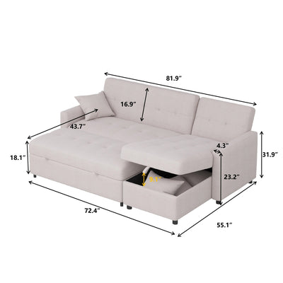 82'' Wide Reversible Sleeper Sofa & Chaise
