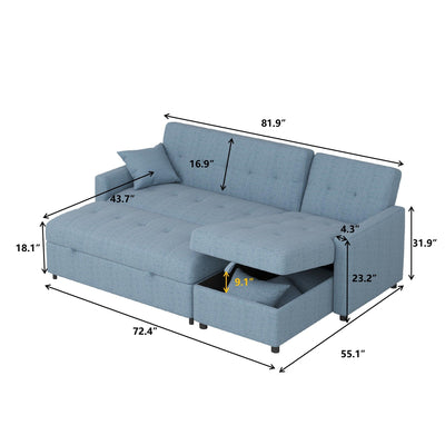 82'' Wide Reversible Sleeper Sofa & Chaise