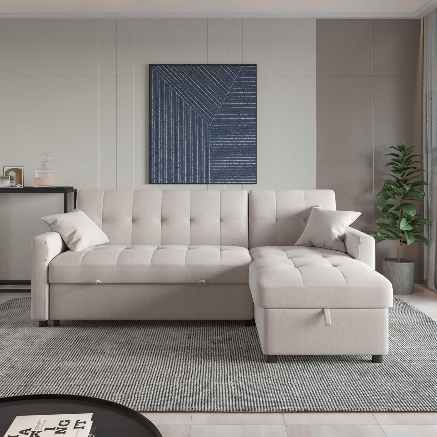 82'' Wide Reversible Sleeper Sofa & Chaise