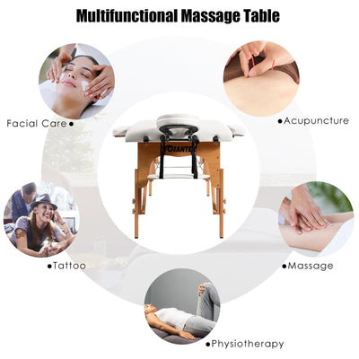84''L Portable Massage Table Adjustable Facial Spa Bed Tattoo w/ Carry
