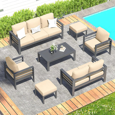 AECOJOY 7 Pieces Aluminum Patio Furniture Set Outdoor Conversation Set