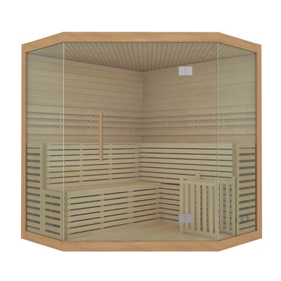 ALEKO 5-6 Person Wood Indoor Wet Dry Sauna with Electrical Heater - 75 x 75 x 83 inches