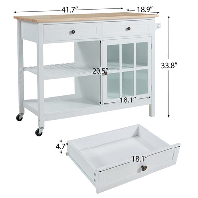 AVAWING 42 Rolling Kitchen Island Microwave Cabinet Trolley Cart