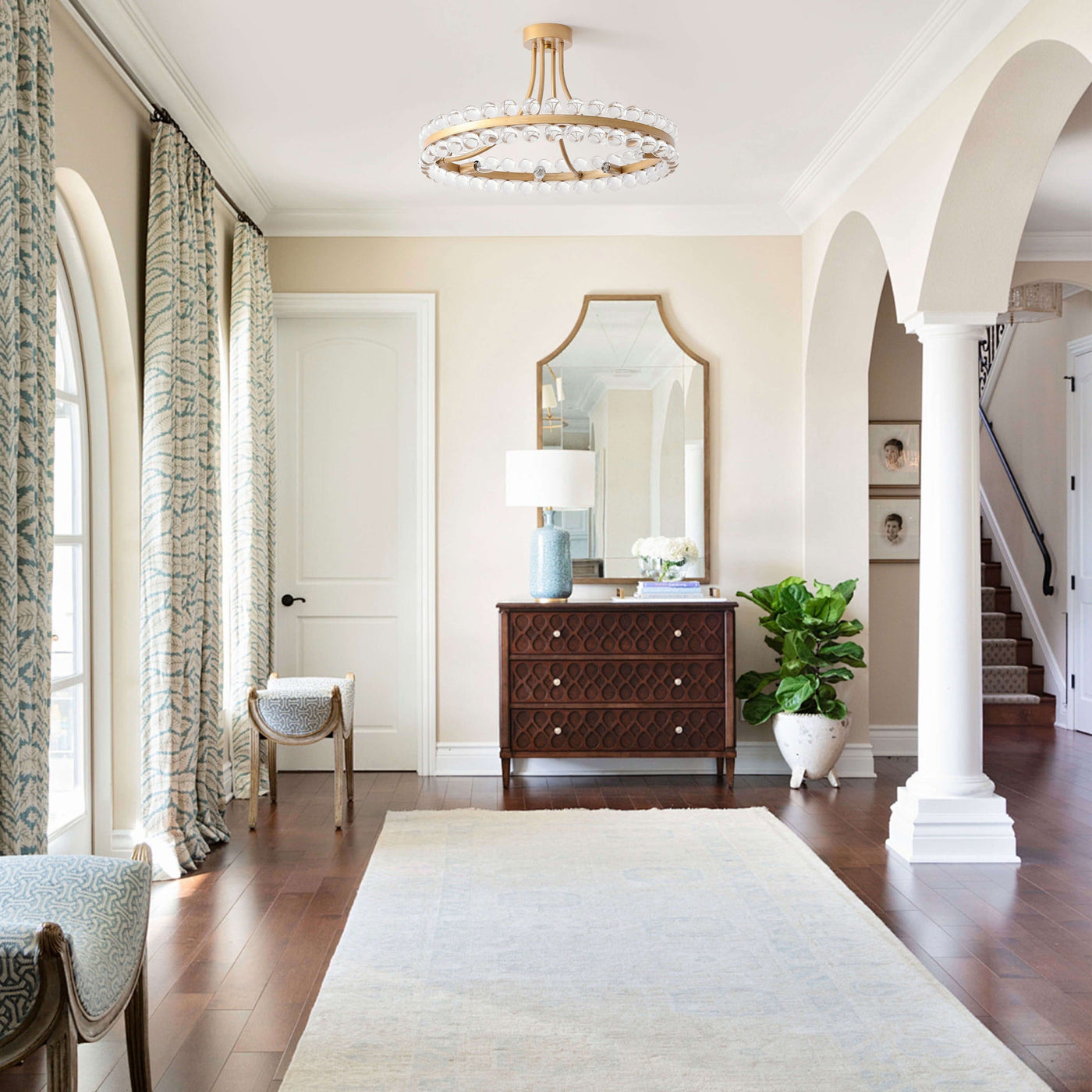 Elvira 8-Light Wagon Wheel Crystal Semi-Flush Mount