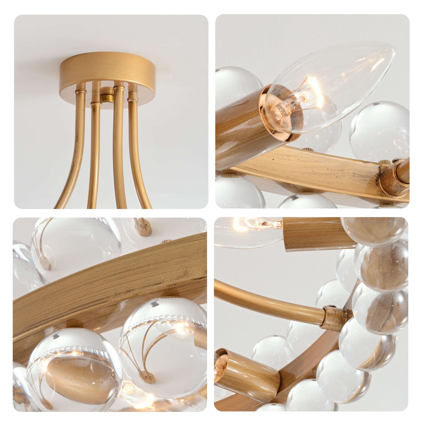 Elvira 8-Light Wagon Wheel Crystal Semi-Flush Mount