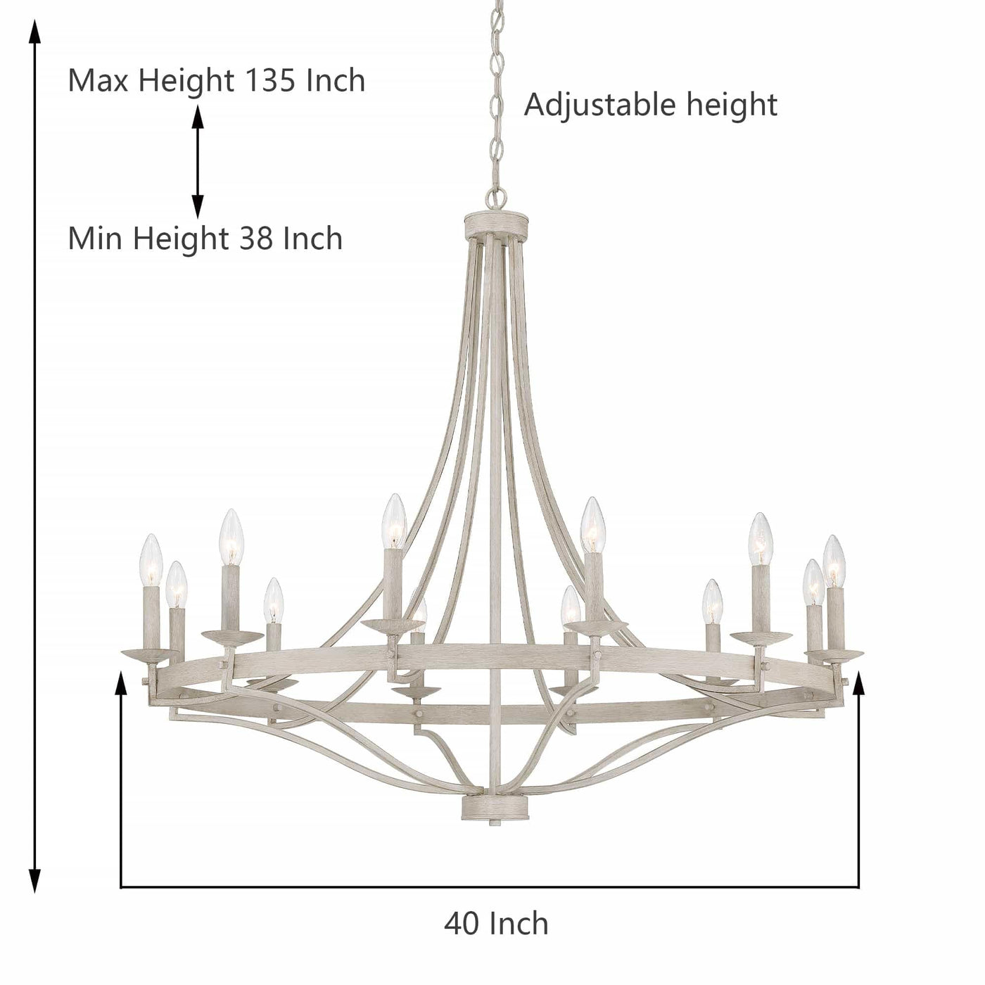 Fidenza 12-light Modern Farmhouse Empire Wagon Wheel Chandelier with UL - D40'' * H135''