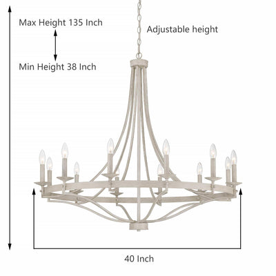 Fidenza 12-light Modern Farmhouse Empire Wagon Wheel Chandelier with UL - D40'' * H135''
