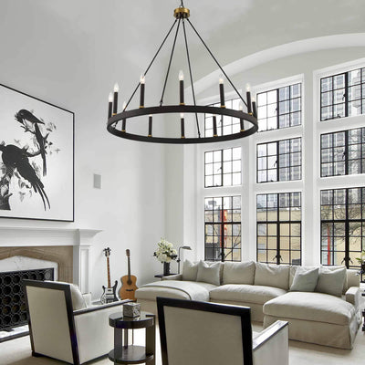 Acroma 12-light Farmhouse 40In Wagon Wheel Chandelier with UL - 40'' D x 138'' H