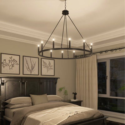 Acroma 12-light Farmhouse 40In Wagon Wheel Chandelier with UL - 40'' D x 138'' H