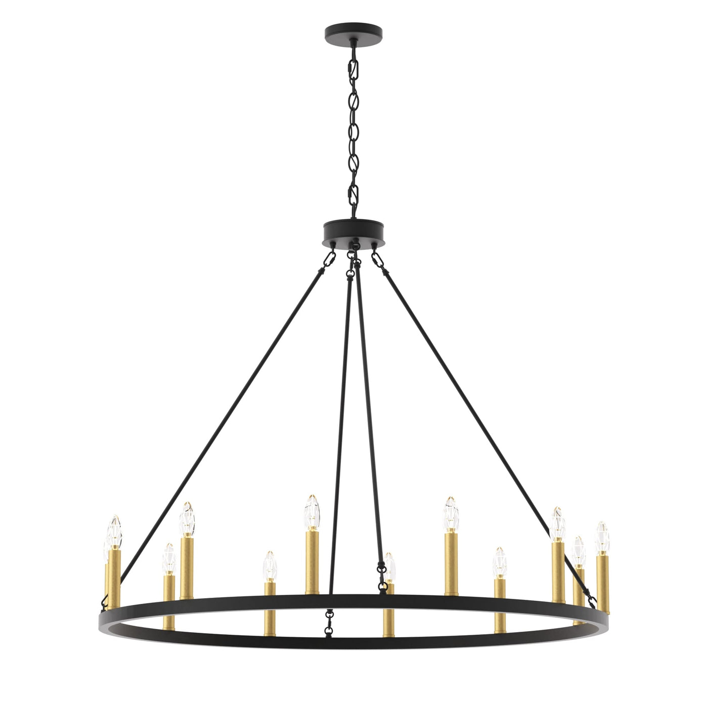 Acroma 12-light Farmhouse 40In Wagon Wheel Chandelier with UL - 40'' D x 138'' H