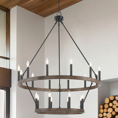 Acroma 20-light Modern Farmhouse 40In Round Wagon Wheel Chandelier with UL