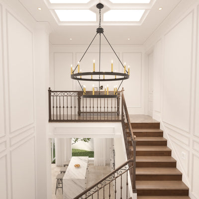 Acroma 20-light Modern Farmhouse 40In Round Wagon Wheel Chandelier with UL