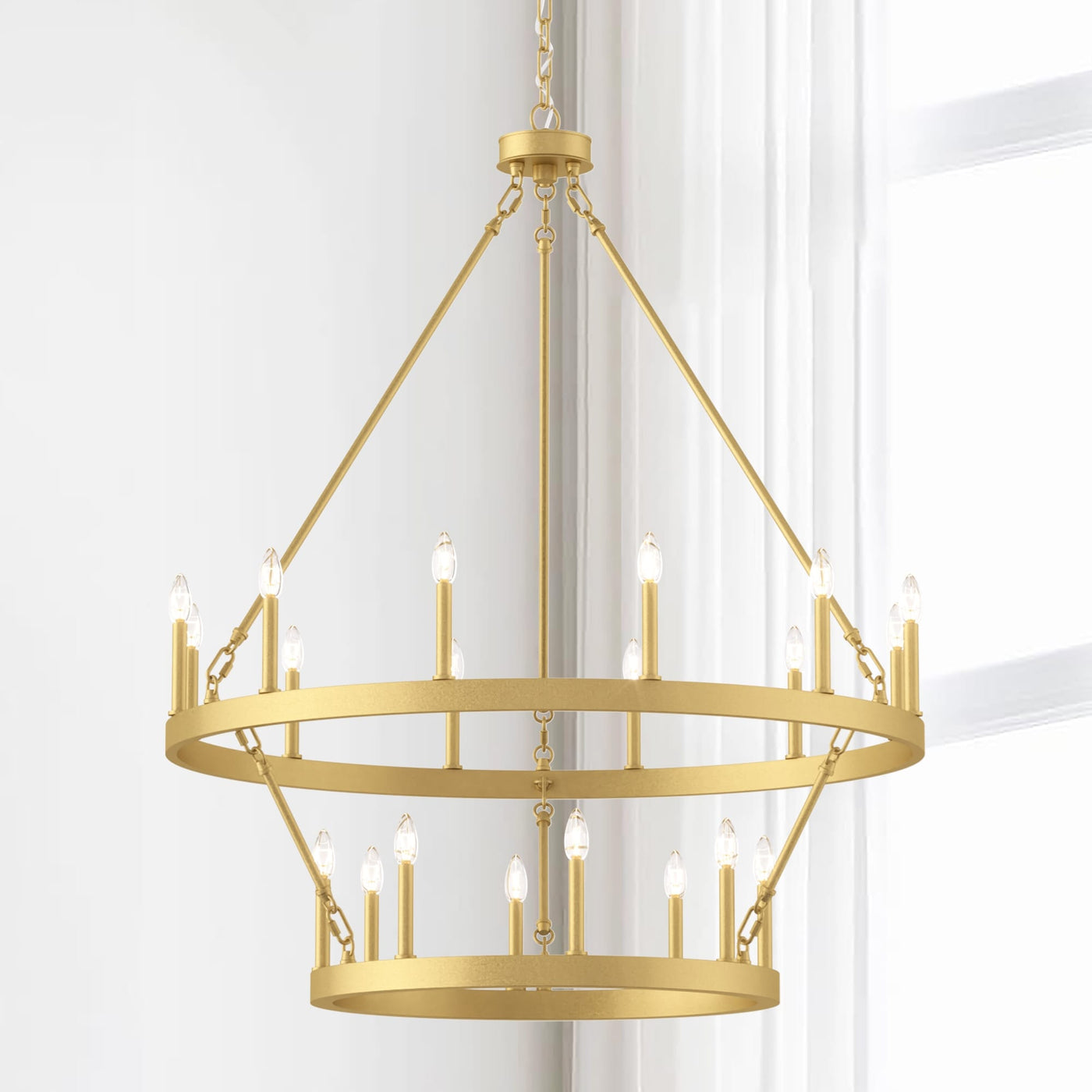 Acroma 20-light Modern Farmhouse 40In Round Wagon Wheel Chandelier with UL