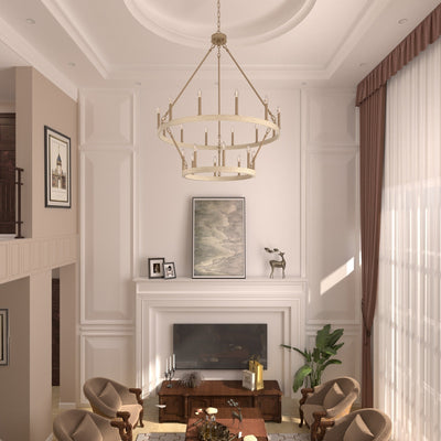 Acroma 20-light Modern Farmhouse 40In Round Wagon Wheel Chandelier with UL