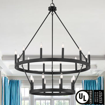 Acroma 20-light Modern Farmhouse 40In Round Wagon Wheel Chandelier with UL