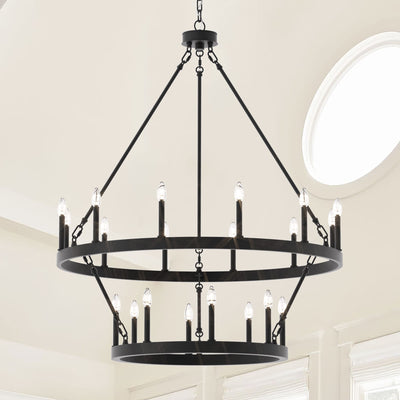 Acroma 20-light Modern Farmhouse 40In Round Wagon Wheel Chandelier with UL