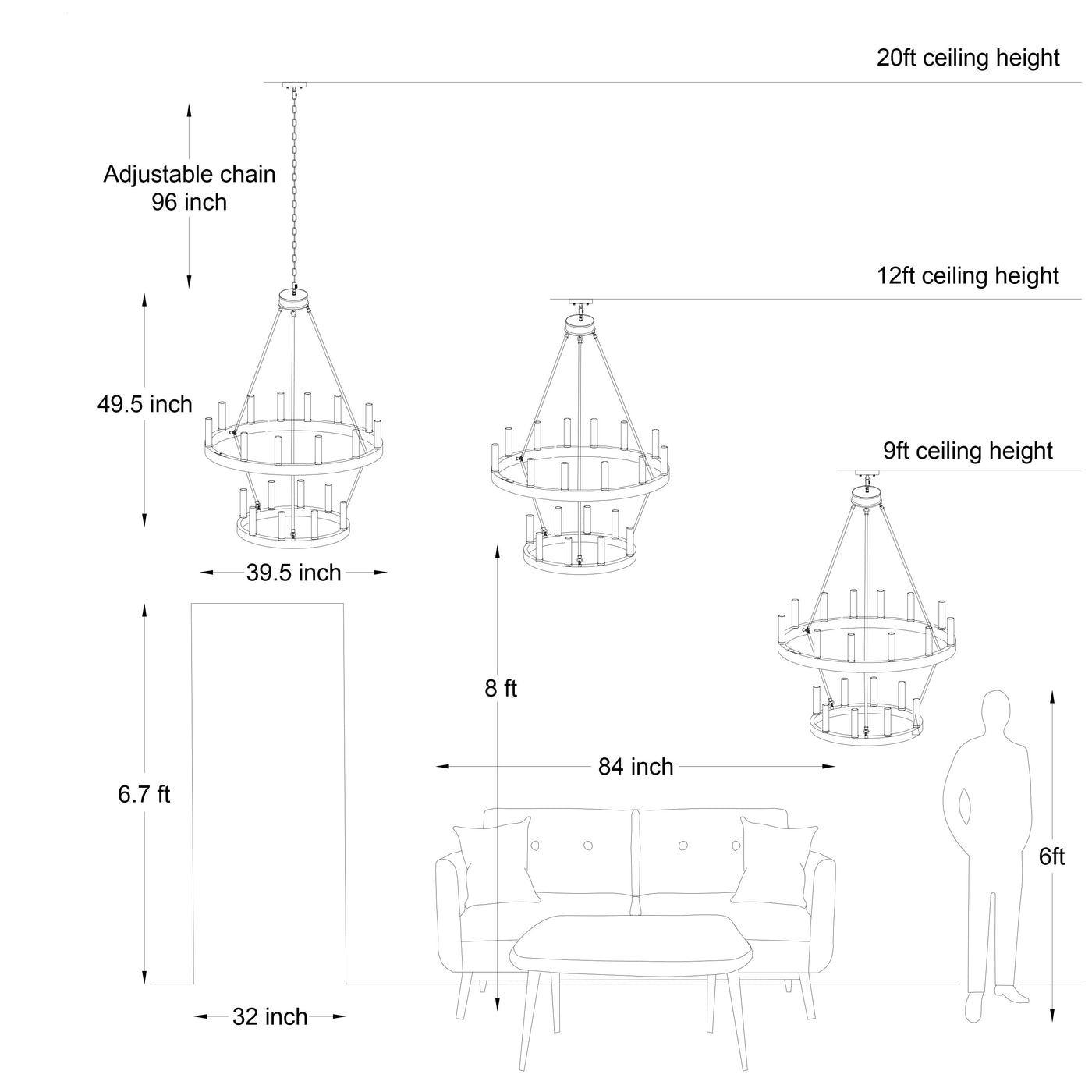 Acroma 20-light Modern Farmhouse 40In Round Wagon Wheel Chandelier with UL