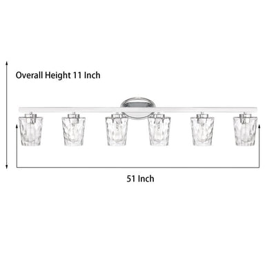 Mid-century Modern 6-light LED Dimmable Bathroom Vanity Light with Art Glass - 51 inches