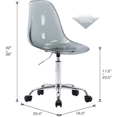 Acrylic Swivel adjustable height Armless Home office Rolling Chair