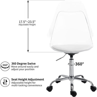 Acrylic Swivel adjustable height Armless Home office Rolling Chair