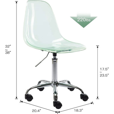Acrylic Swivel adjustable height Armless Home office Rolling Chair