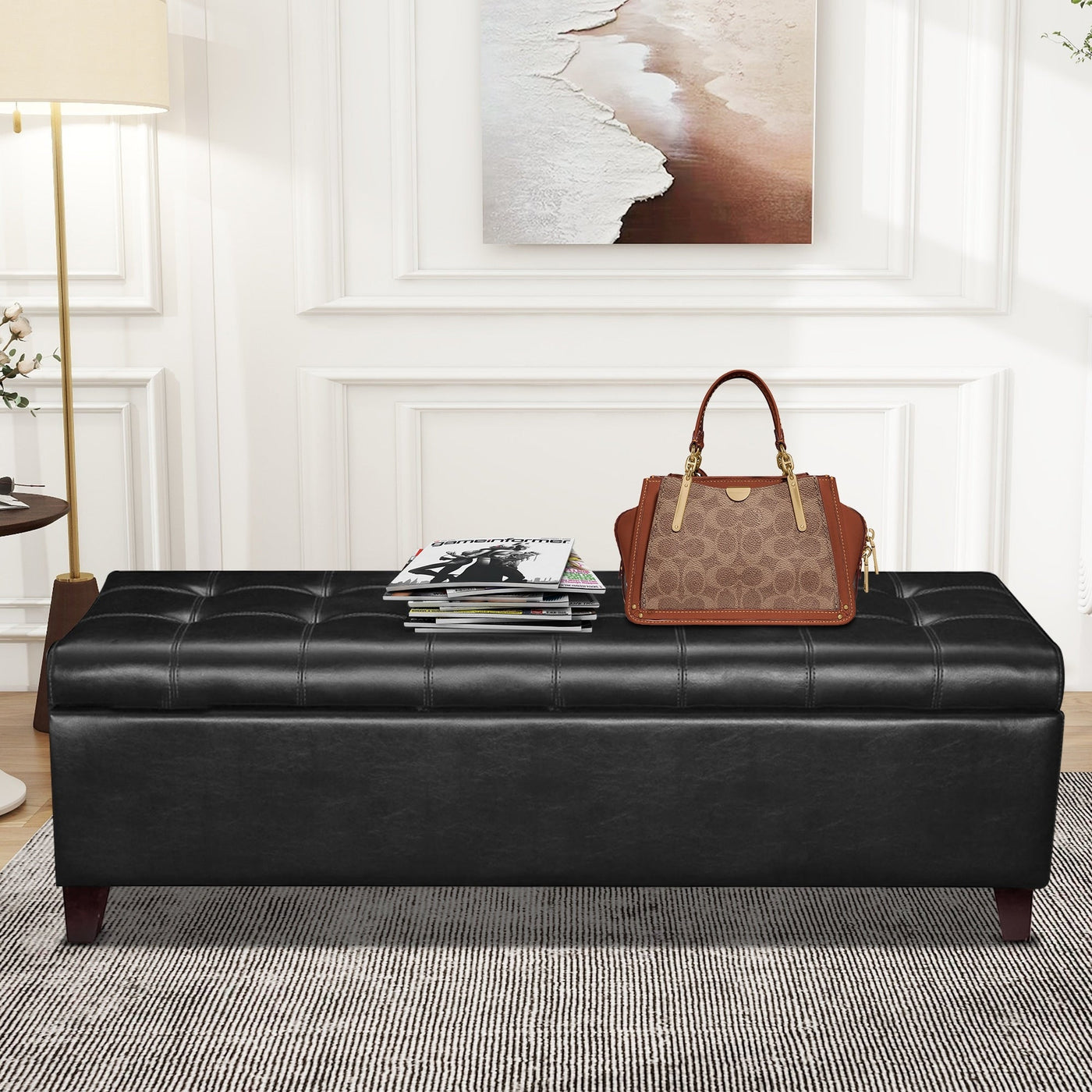 Adeco 50 Bonded Leather Storage Ottoman Bench