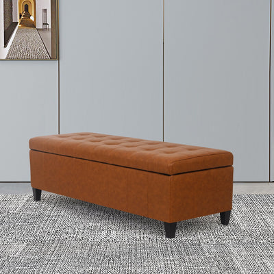 Adeco 50 Bonded Leather Storage Ottoman Bench