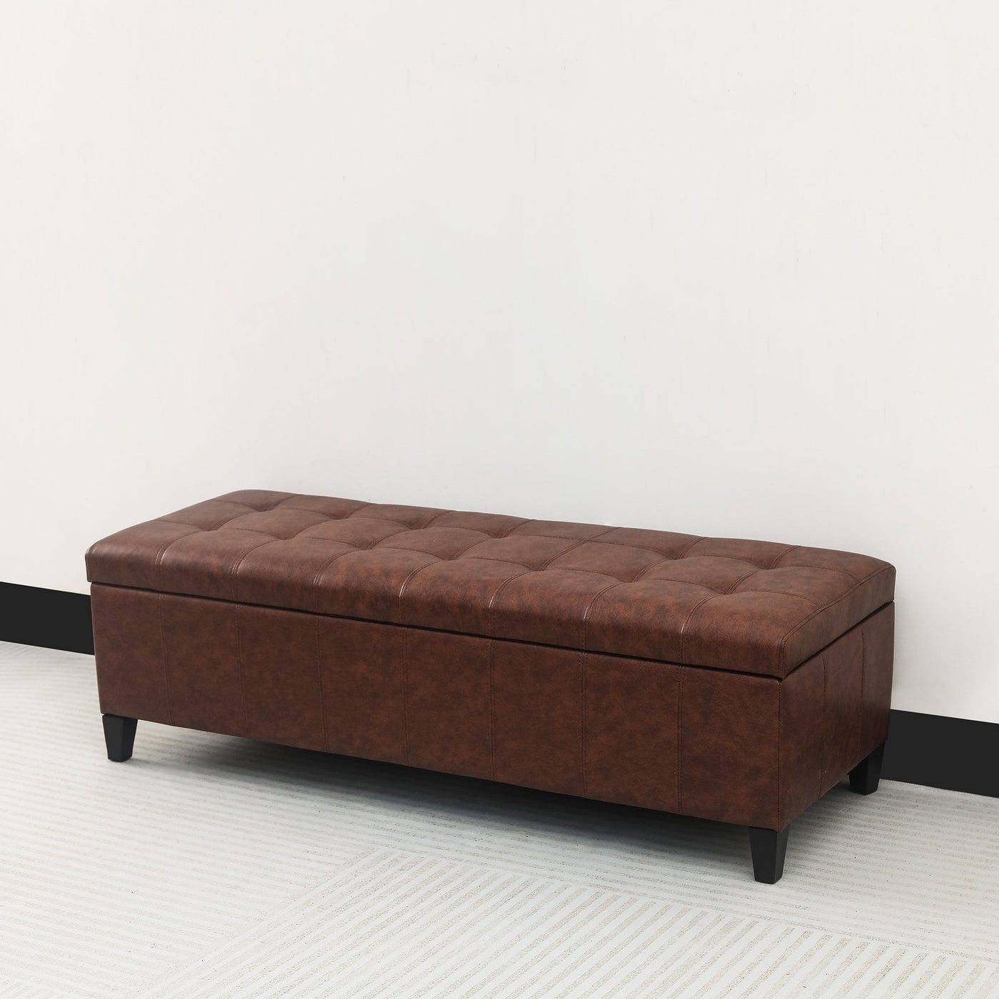 Adeco 50 Bonded Leather Storage Ottoman Bench