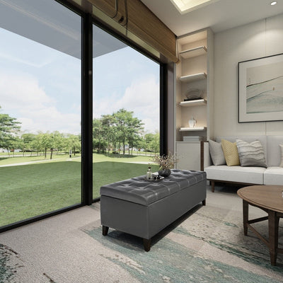 Adeco 50 Bonded Leather Storage Ottoman Bench