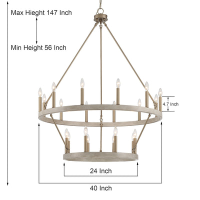 Acroma 20-light Modern Farmhouse 40In Round Wagon Wheel Chandelier with UL