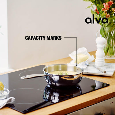 Alva Maestro 5-Ply Stainless Steel Saucier Pan - 1.6 Qt. Non-Toxic