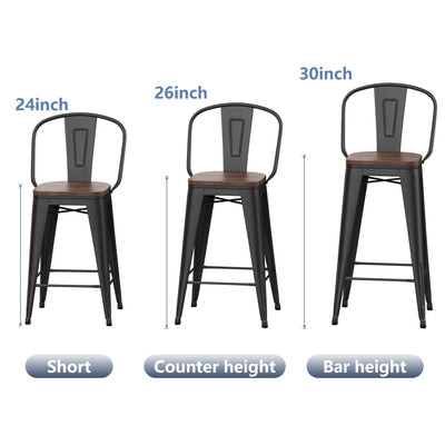Andeworld farmhouse bar stools ,counter height bar stools set of 4 - Set of 4