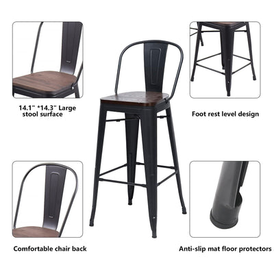 Andeworld farmhouse bar stools ,counter height bar stools set of 4 - Set of 4