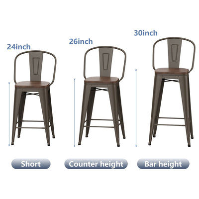 Andeworld farmhouse bar stools ,counter height bar stools set of 4 - Set of 4