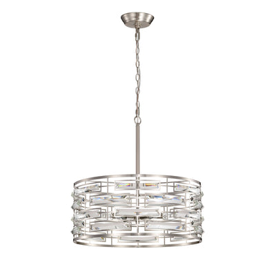 Anita Drum Shade Chandelier with Clear Glass Prism