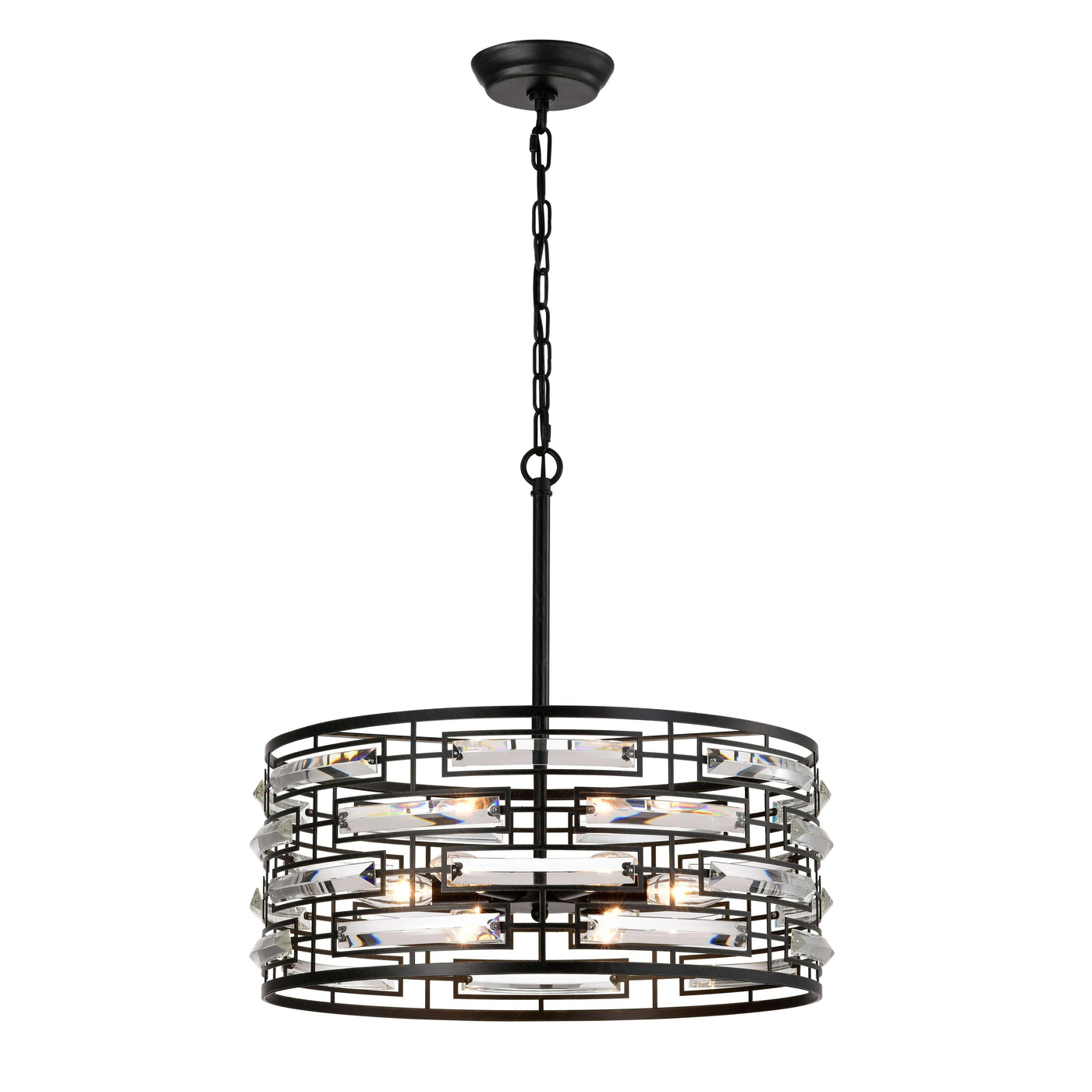 Anita Drum Shade Chandelier with Clear Glass Prism