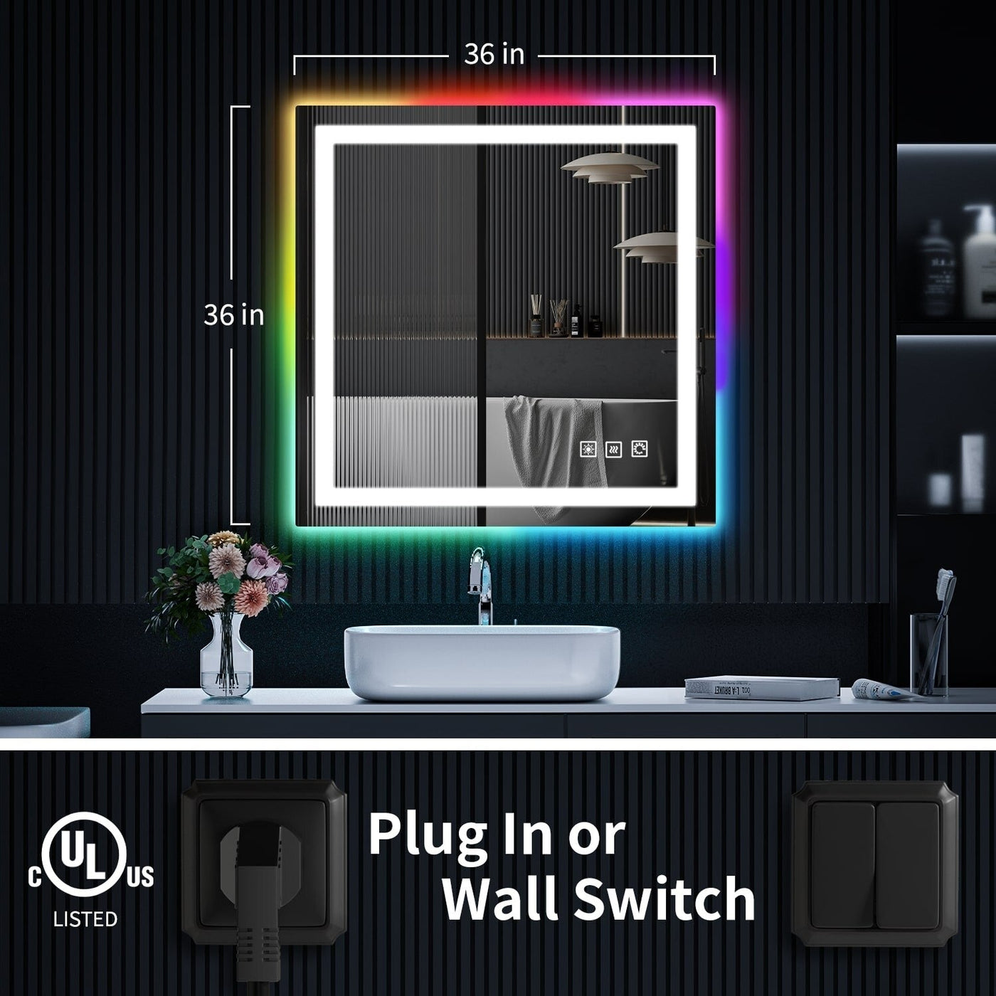 Anti-Fog RGB Backlit & LED Frontlit Bathroom Mirror