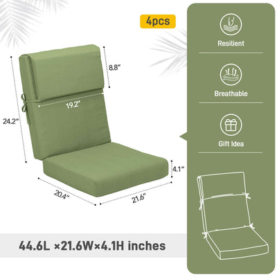 Aoodor Patio High Back Chair Cushions Set of 4, 46x21x4 Inches(Only Cushions)