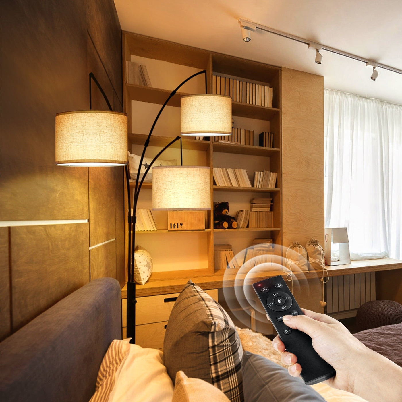 Arc LED Floor Lamp Dimmable Modern Black 3 Light Arched Tall Floor Lamp