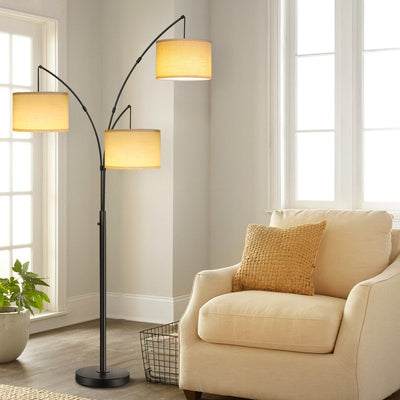 Arc LED Floor Lamp Dimmable Modern Black 3 Light Arched Tall Floor Lamp