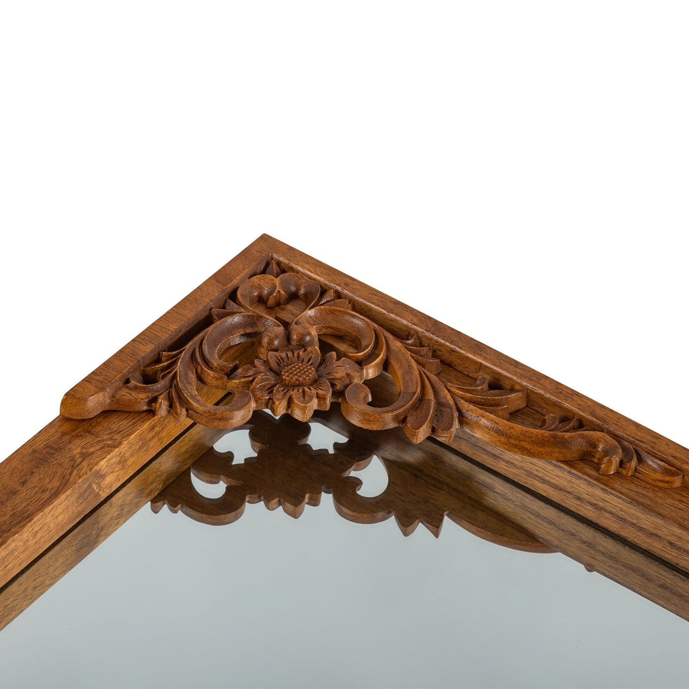 Arched Full-Length Solid Wood Carving Floor Mirror