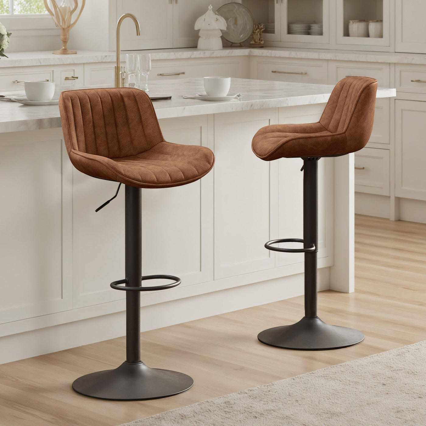 Art Leon Adjustable Height Swivel Barstool, Set of 2