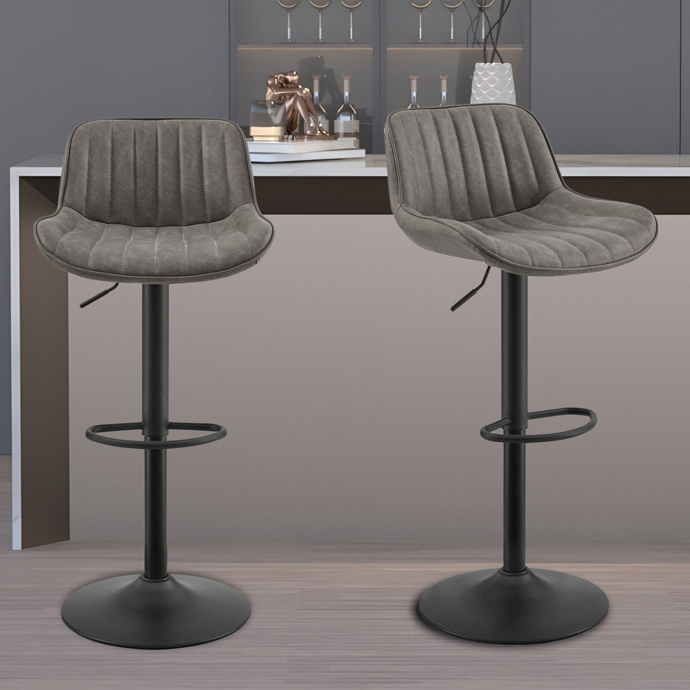 Art Leon Adjustable Height Swivel Barstool, Set of 2