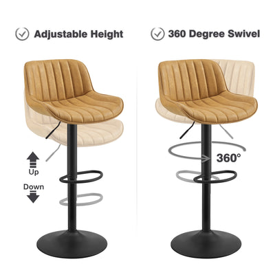 Art Leon Adjustable Height Swivel Barstool, Set of 2