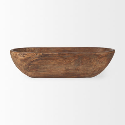 Athena Extra Large Oblong Black-Brown Reclaimed Wood Bowl - 26.0L x 10.0W x 7.0H